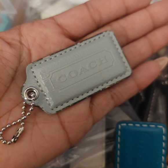 Coach Sky Blue Leather Keychain - Picture 1 of 3